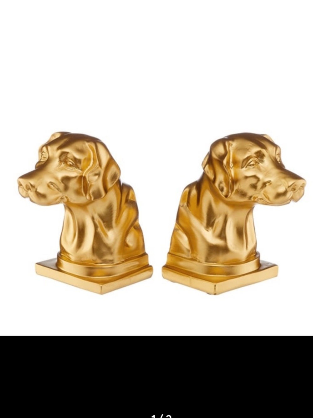Gold Dog Head Bookends - Decorative Home Accent